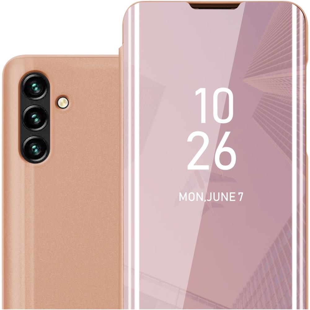 Custodia Compatibile Con Samsung Galaxy A13 5g In Kunzit Rosa - Clear View Specchio Coperchio Protettivo Con Funzione Di Supporto Protezione A 360 Gradi - Foto 1