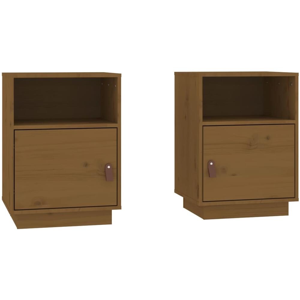 Comodini Miele 2 Pz 40x34x55 Cm In Legno Massello Di Pino - Foto 2