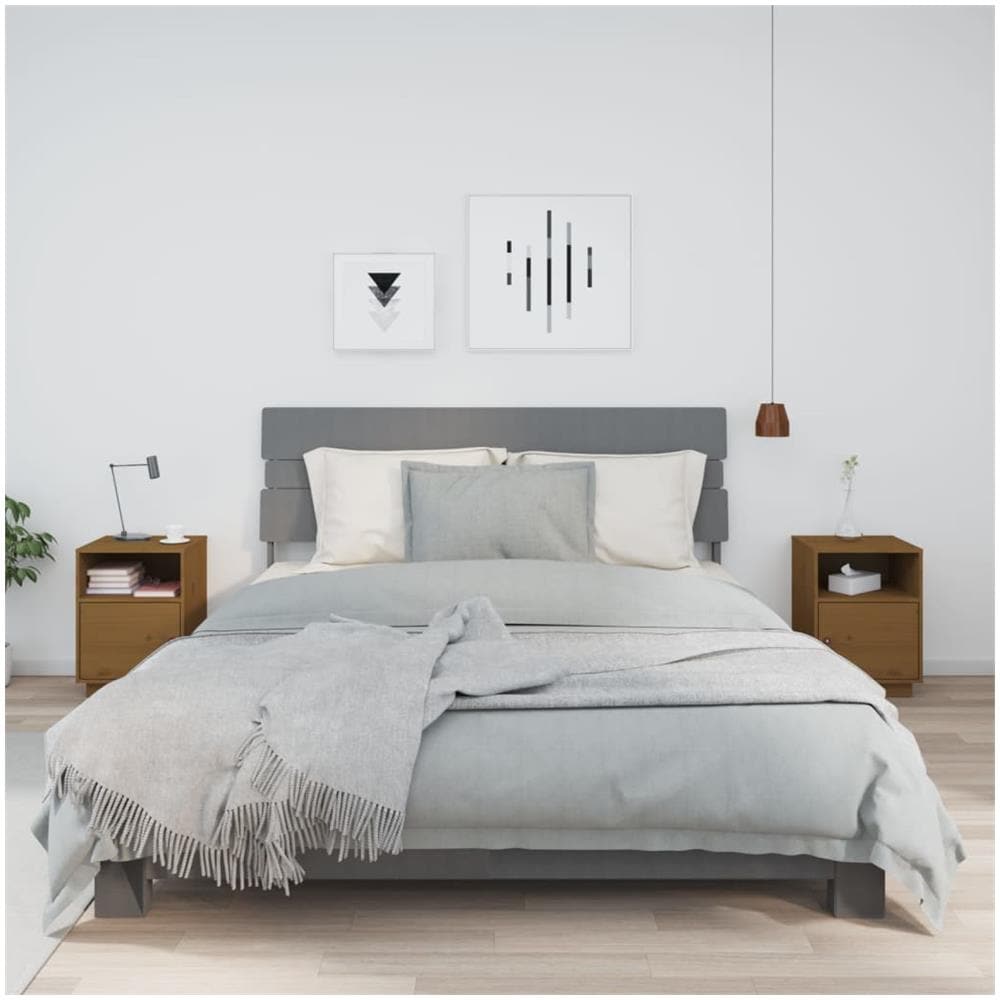 Comodini Miele 2 Pz 40x34x55 Cm In Legno Massello Di Pino - Foto 1