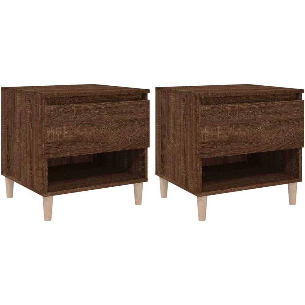 Comodini 2 Pz Rovere Marrone 50x46x50 Cm In Legno Multistrato - Foto 2