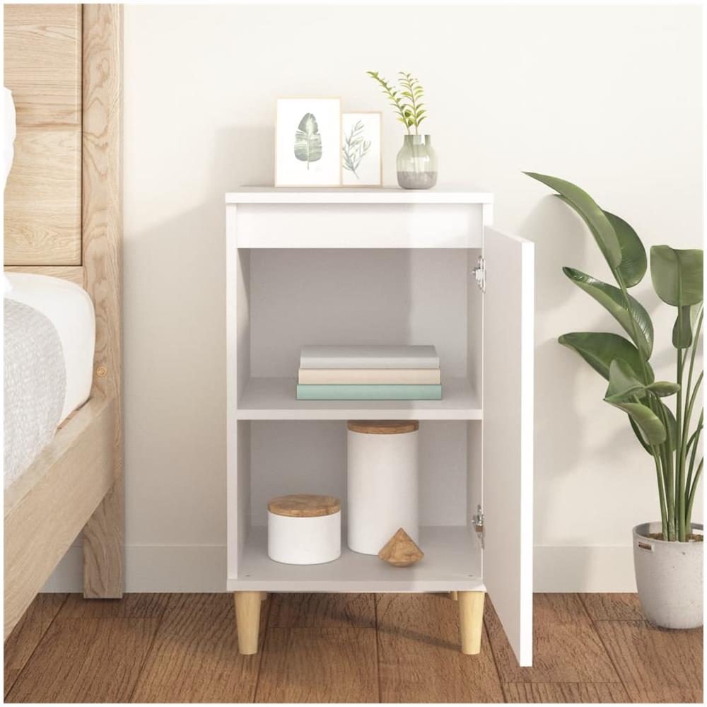 Comodino Bianco Lucido 40x35x70 Cm In Legno Multistrato - Foto 3