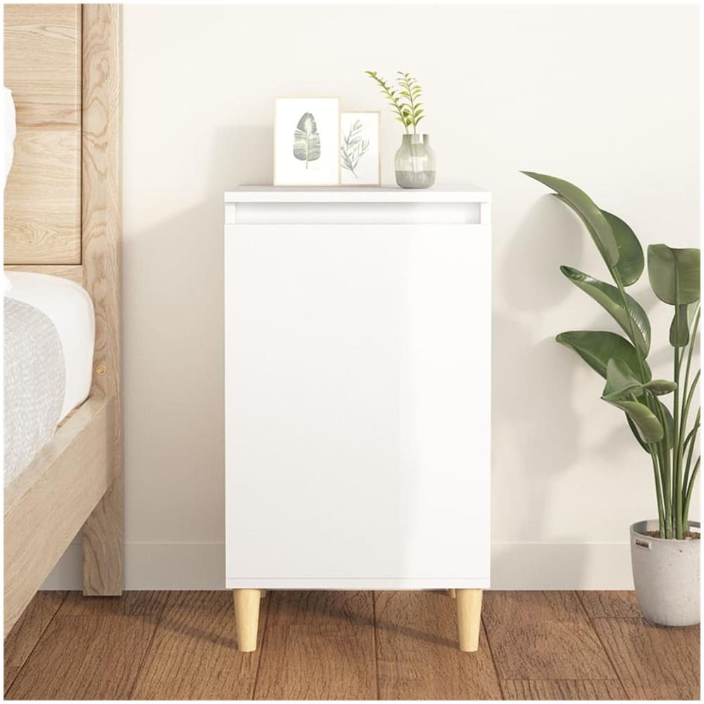 Comodino Bianco Lucido 40x35x70 Cm In Legno Multistrato - Foto 1