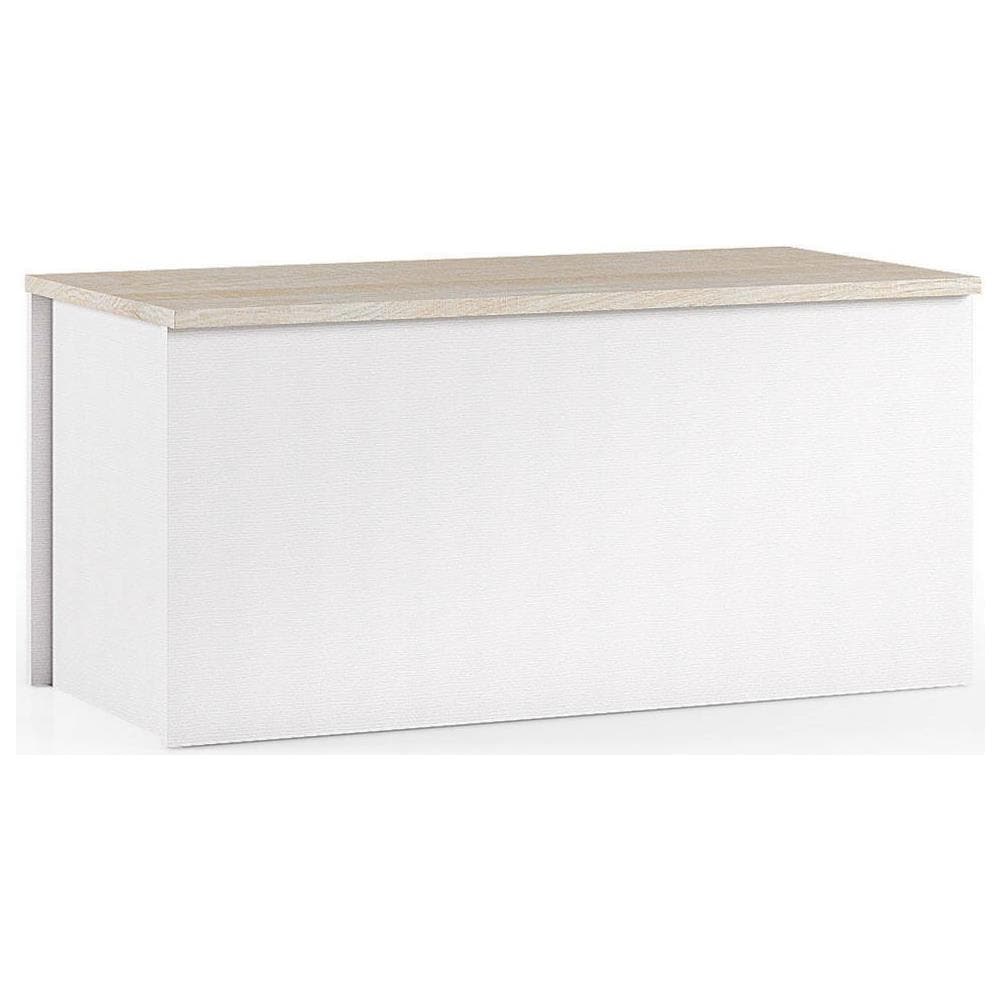 Baule Miltonia, Capiente Box Contenitore Multiuso, Cassapanca Moderna, 100% Made In Italy, 90x45h45 Cm, Bianco E Rovere - Foto 2