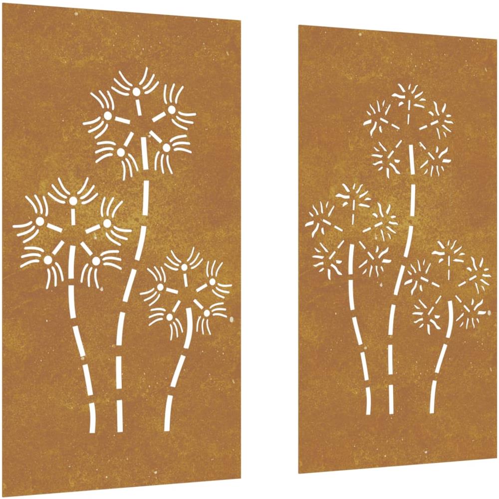 Decorazioni Muro Da Giardino 2pz 105x55 Cm Fiore Acciaio Corten - Foto 2