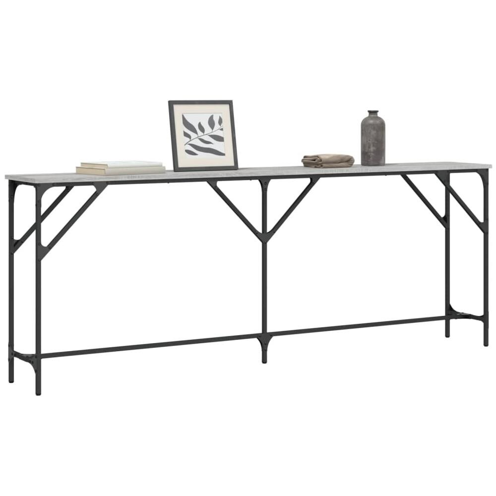 Tavolo Consolle Grigio Sonoma 200x29x75 Cm In Legno Multistrato - Foto 3