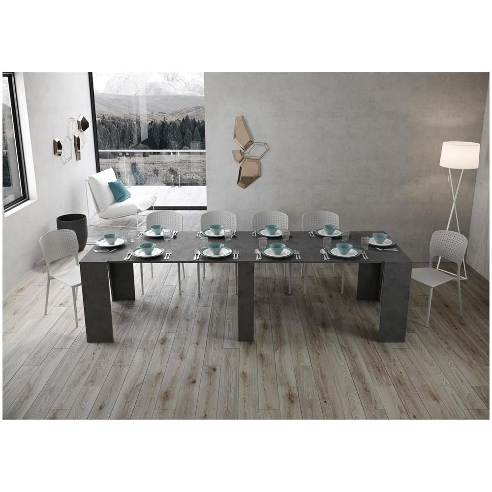 Consolle allungabile 90x48/296 cm Bakari antracite spatolato - Foto 3