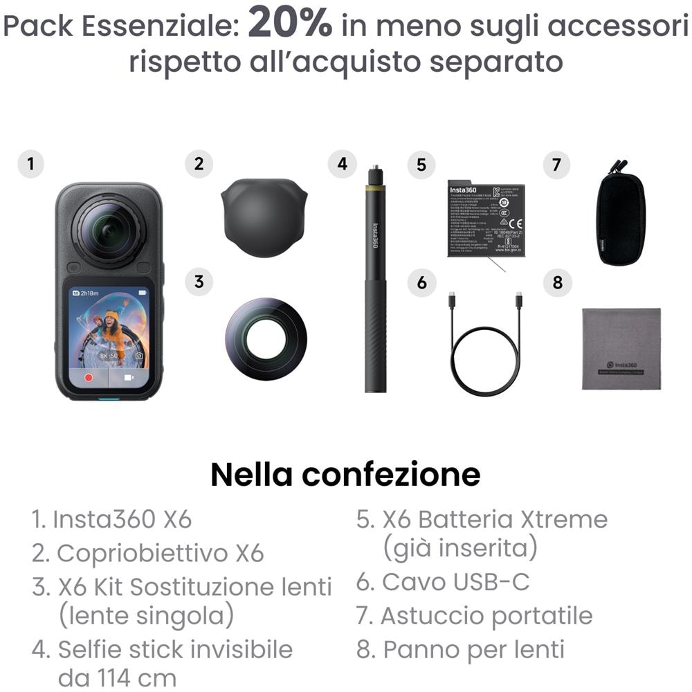 X6 Standard Bundle fotocamera per sport d'azione 120 MP 8K Ultra HD 25,4 / 1,1 mm (1 / 1.1") Wi-Fi 195 g - Foto 20