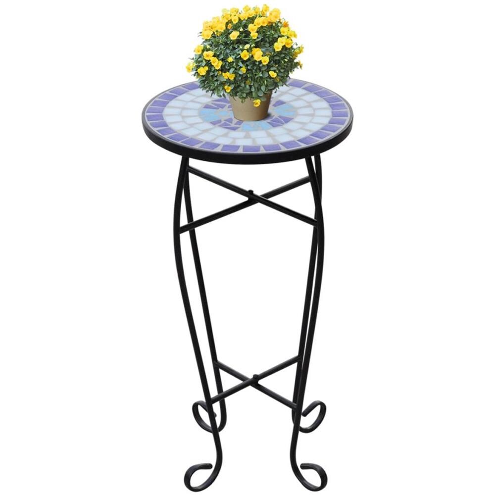 Tavolino Piante Modello Mosaico Blu E Bianco - Foto 1