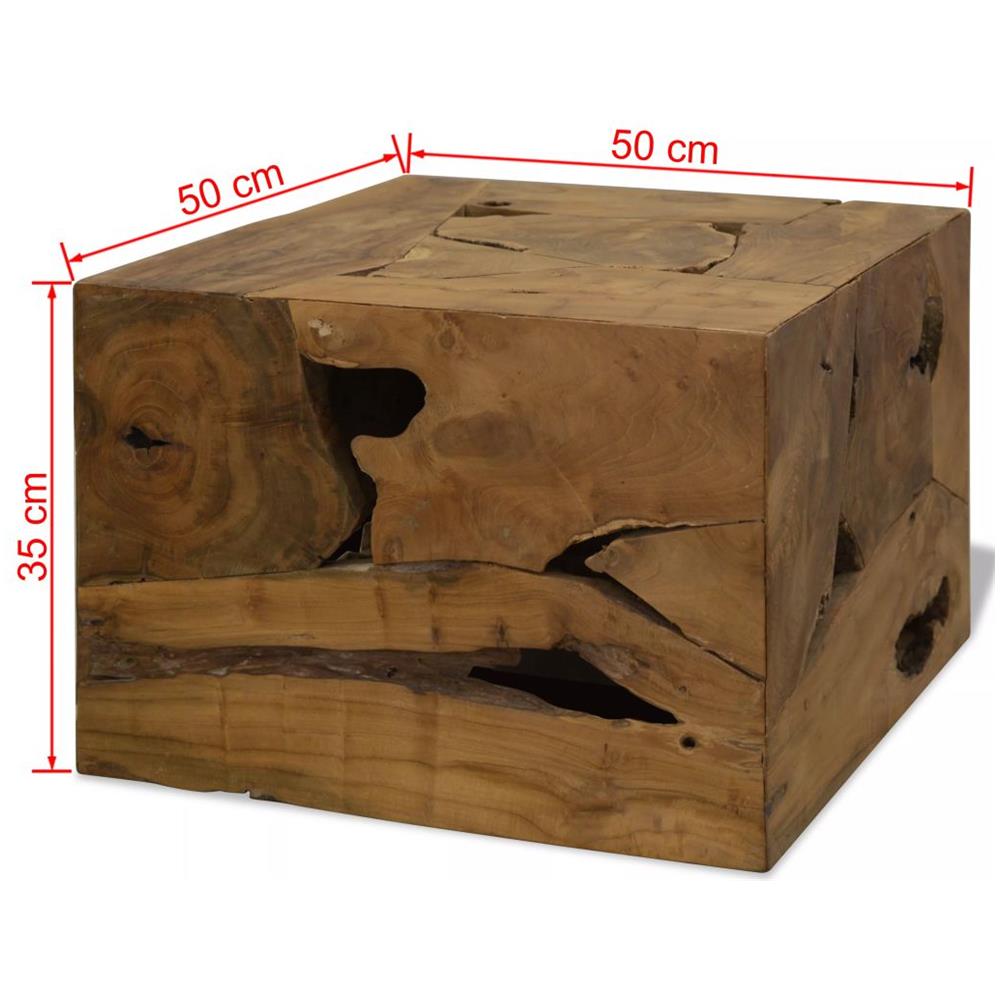 Tavolino Da Caffè In Autentico Legno Di Teak 50x50x35cm Marrone - Foto 7