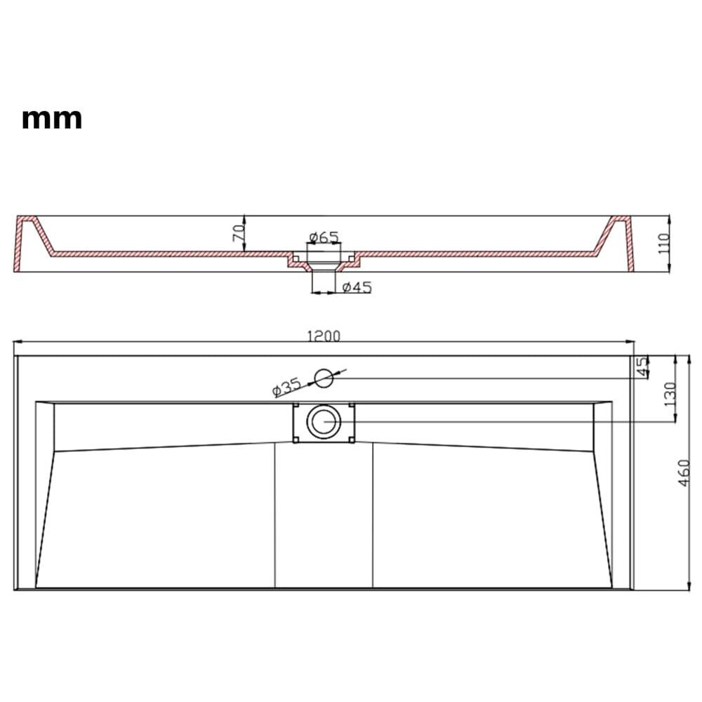 Lavandino 120x46x11 Cm Blocco In Marmo / minerale Bianco - Foto 8