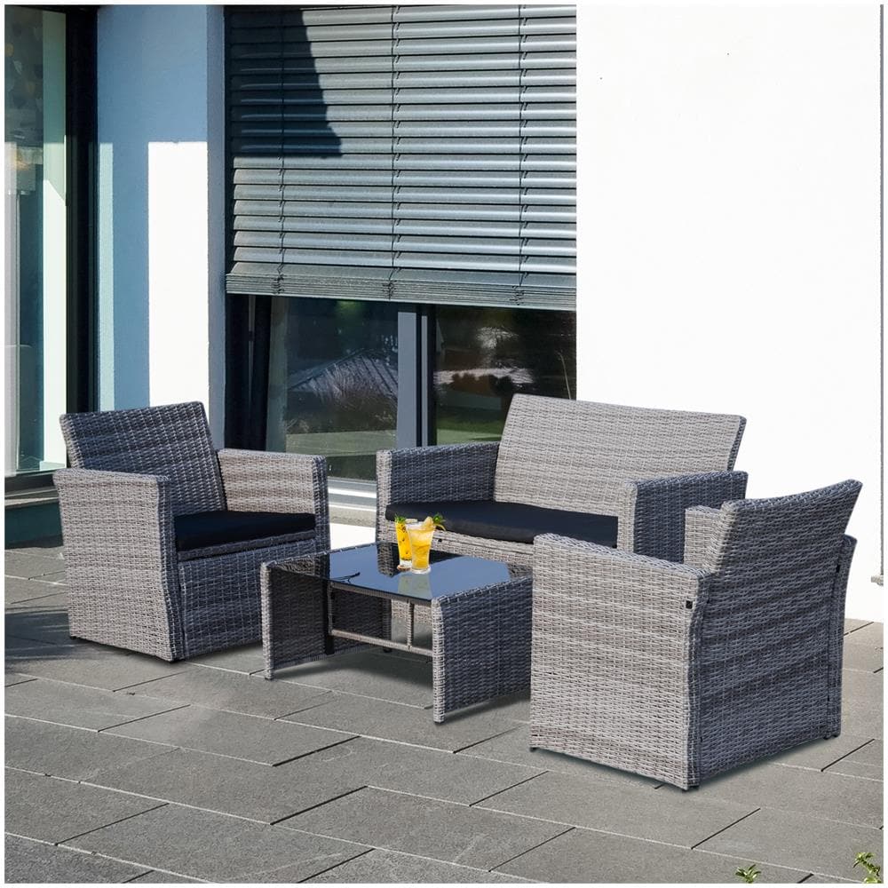 Set Mobili Per Esterno In Pe Rattan Marrone Divano Con 2 Poltroncine E Tavolino - Foto 8