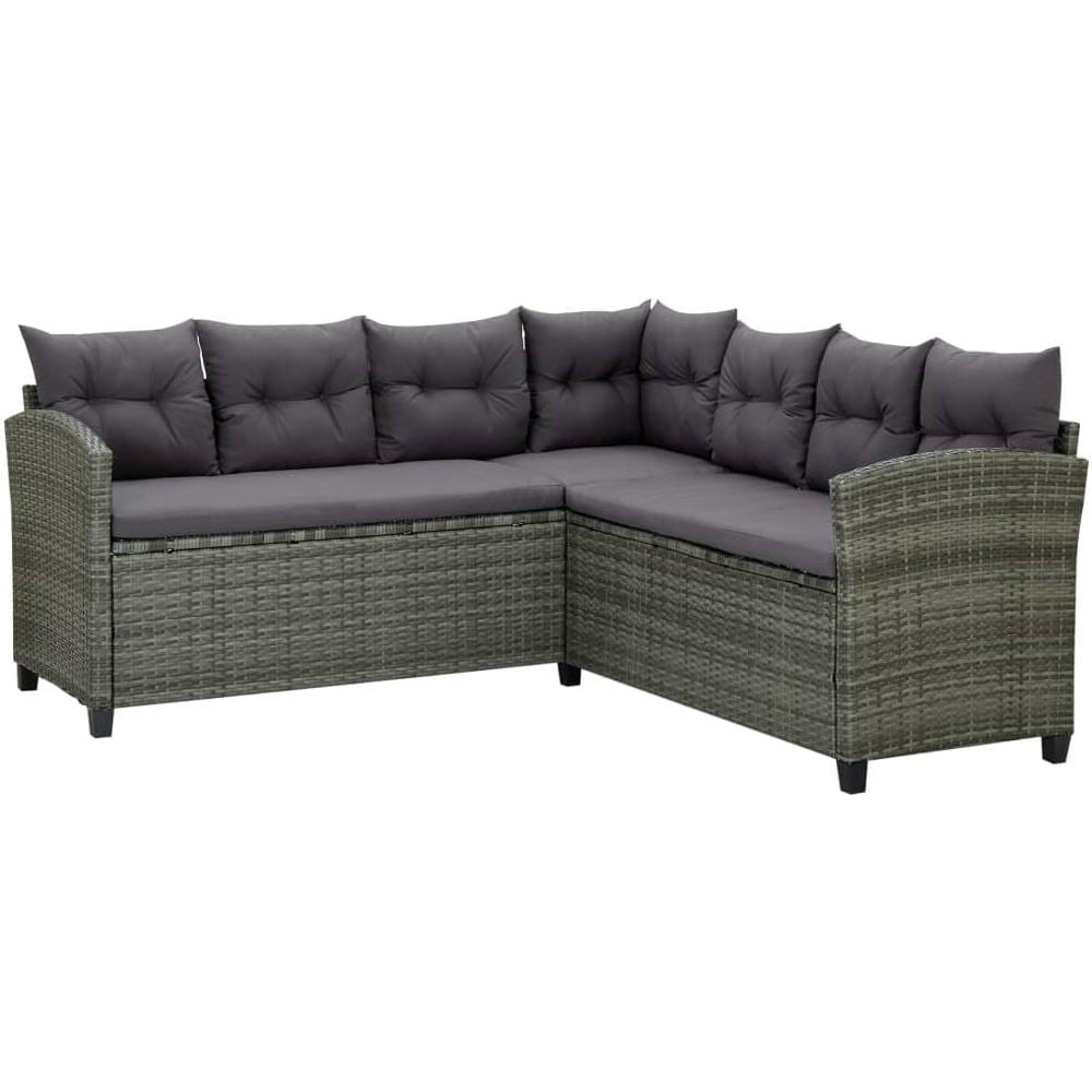 Set Divani da Giardino 6 pz con Cuscini in Polyrattan Grigio - Foto 3