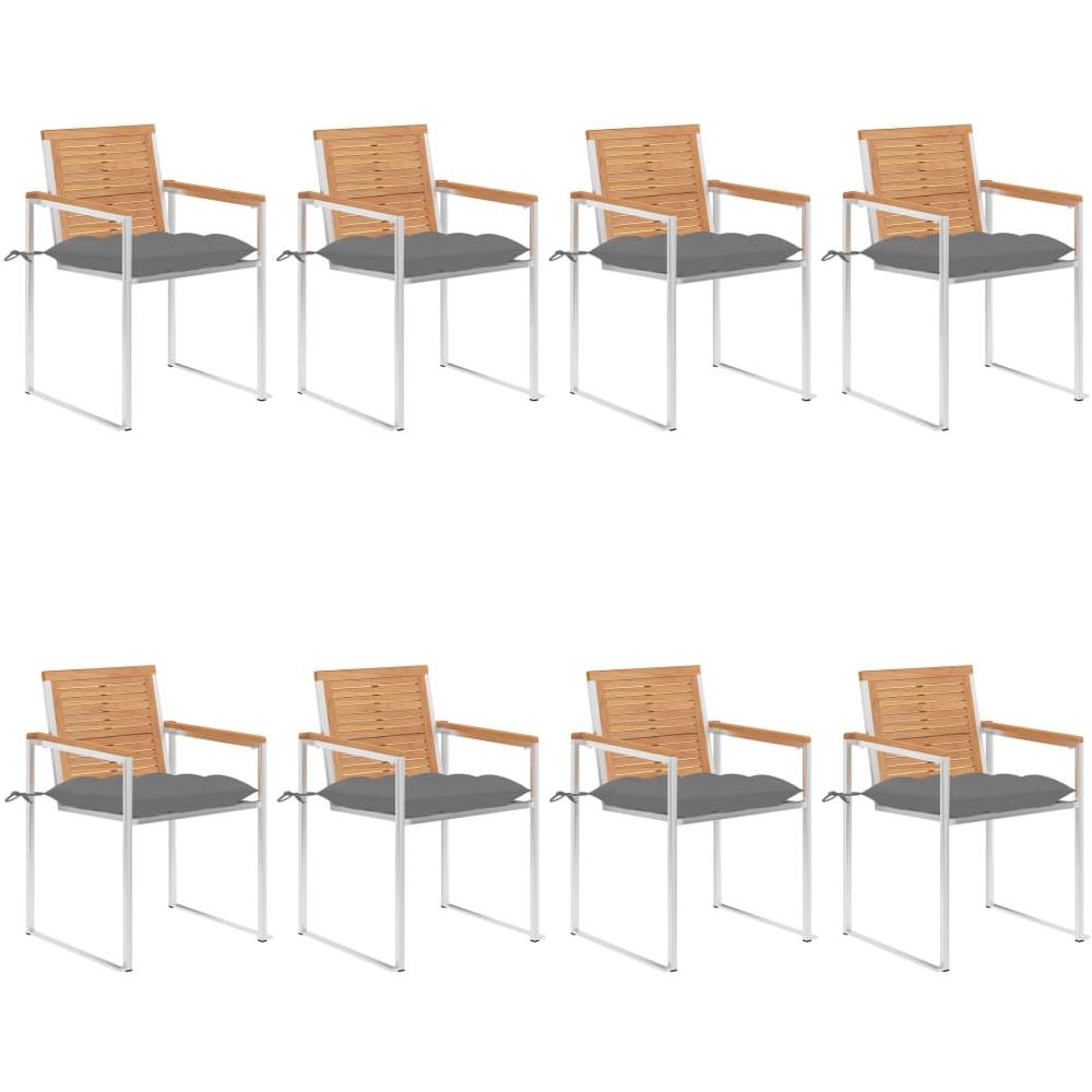 Sedie Da Giardino Con Cuscini 8 Pz In Legno Massello Di Teak - Foto 1