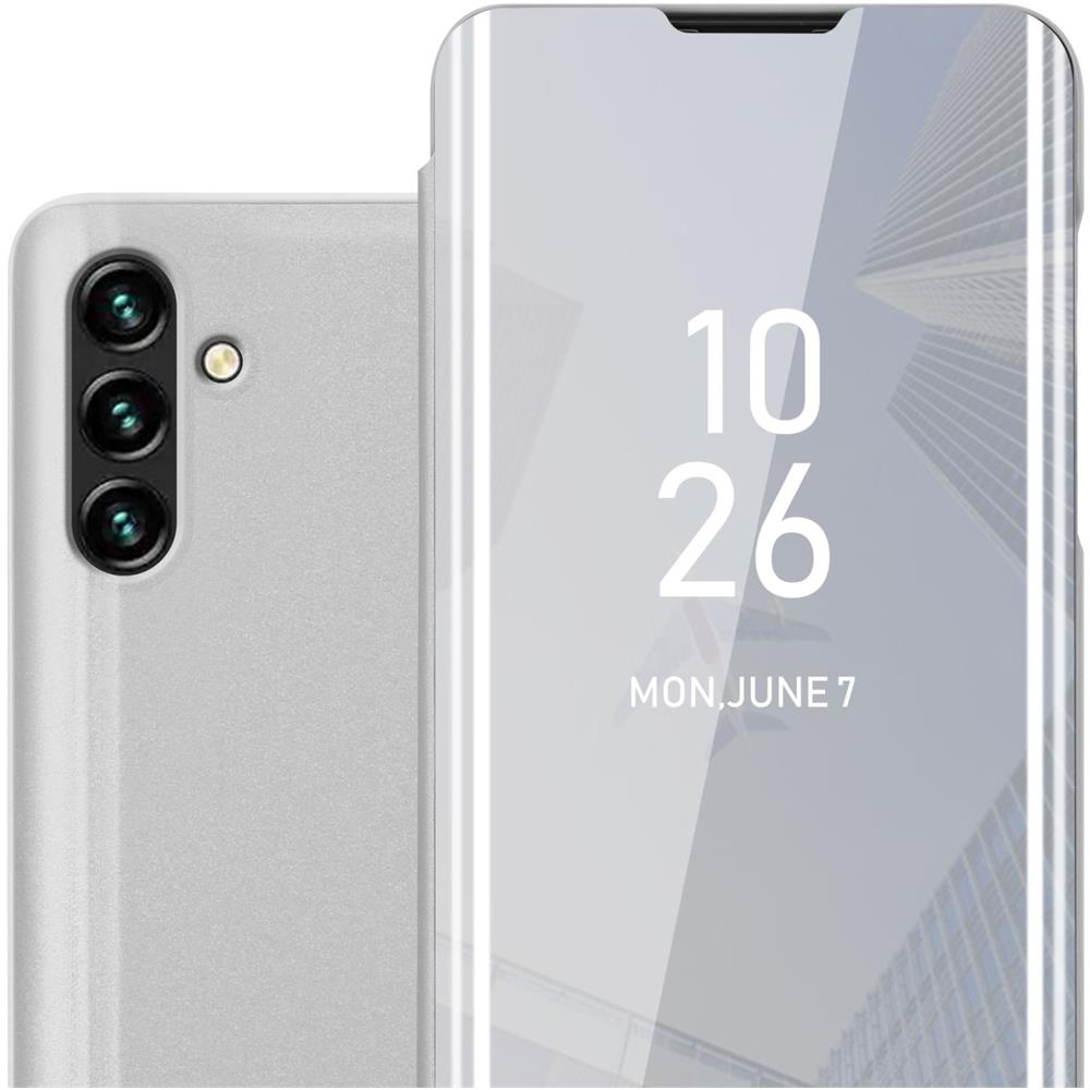 Custodia Compatibile Con Samsung Galaxy A13 5g In Agata Argento - Clear View Specchio Coperchio Protettivo Con Funzione Di Supporto Protezione A 360 Gradi - Foto 1