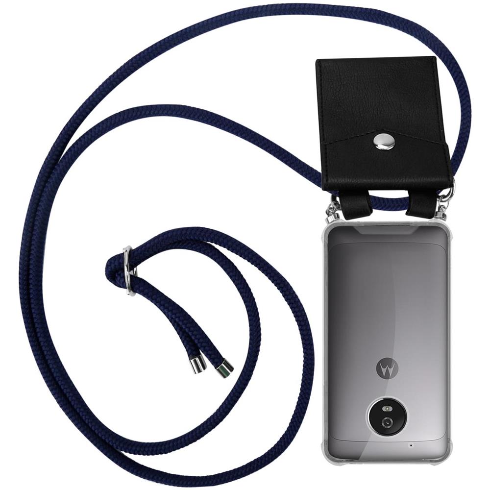 Catena Di Telefoni Cellulari Compatibile Con Motorola Moto G5 In Blu Notte - Coperchio Protettivo In Silicone Con Anelli D'argento, Cinturino In Corda E Custodia Staccabile - Foto 1