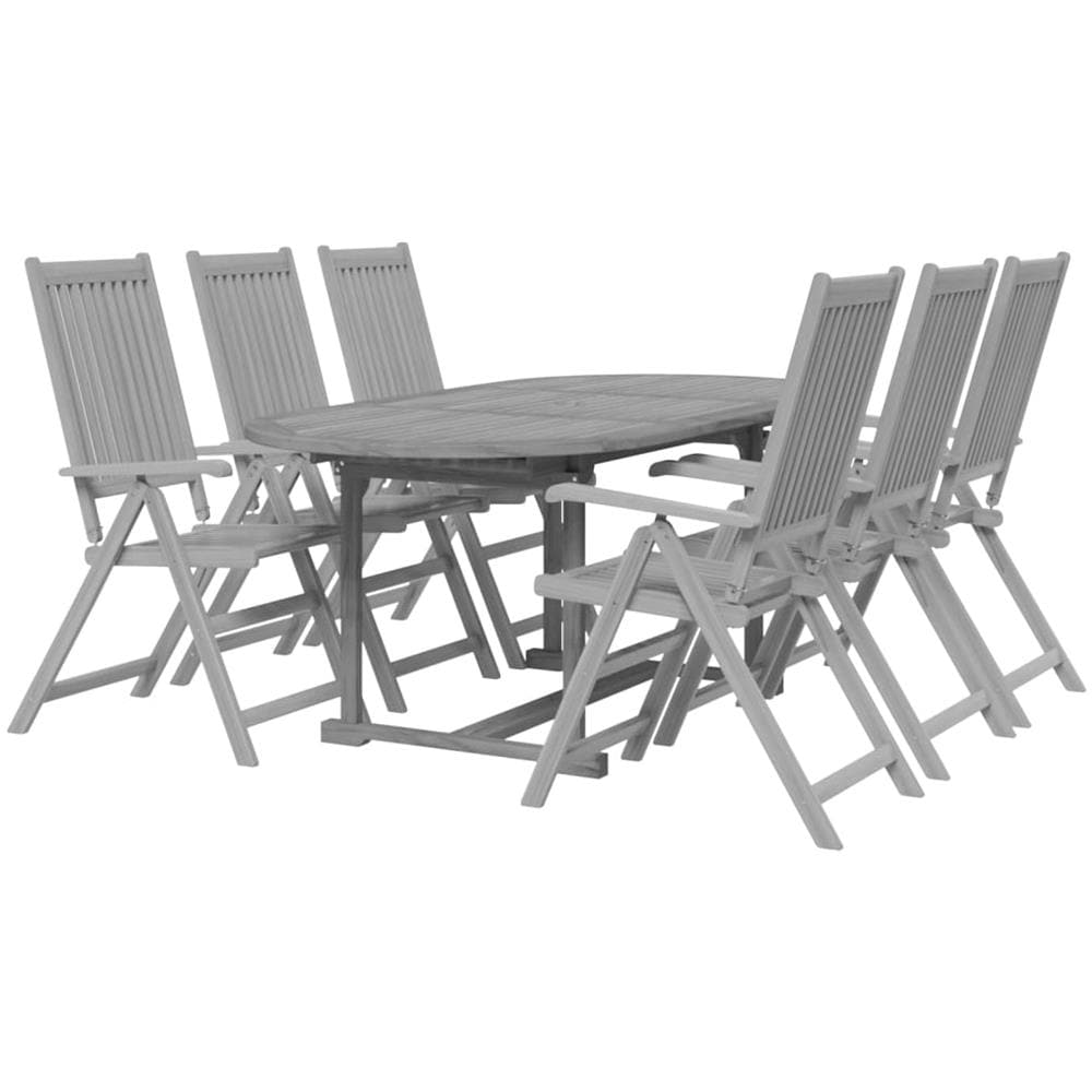 Set Da Pranzo Per Giardino 7 Pz In Legno Massello Di Acacia - Foto 3