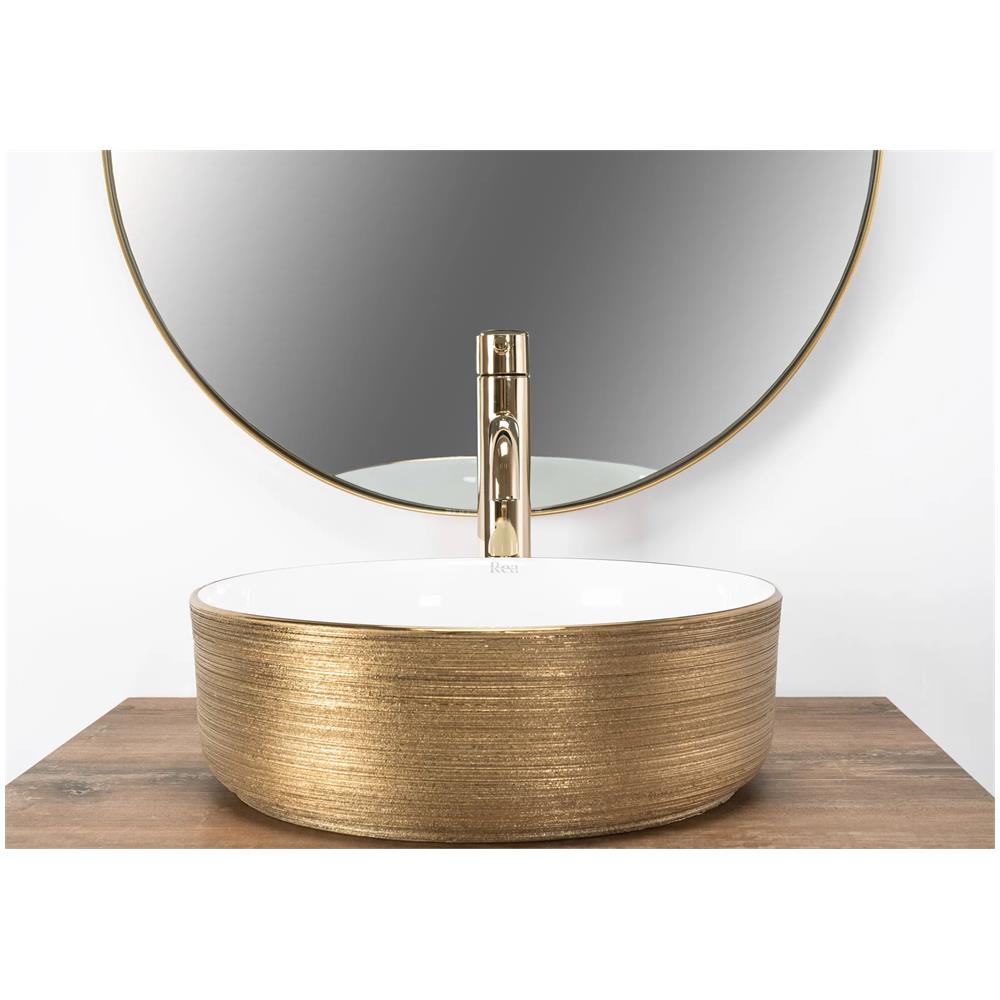 Lavabo Da Appoggio Sami White Brush Gold - Foto 2