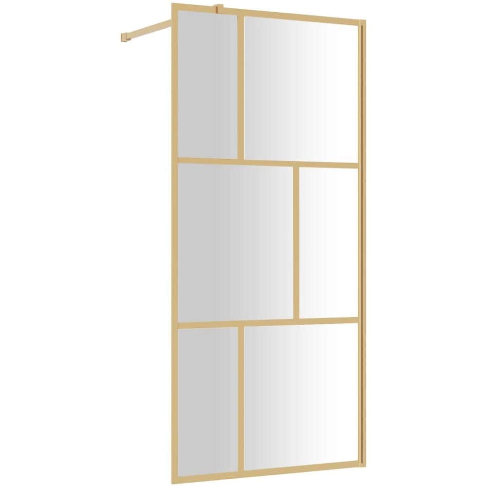 Parete Per Doccia Walk-in Vetro Trasparente Esg 80x195 Cm Oro - Foto 2