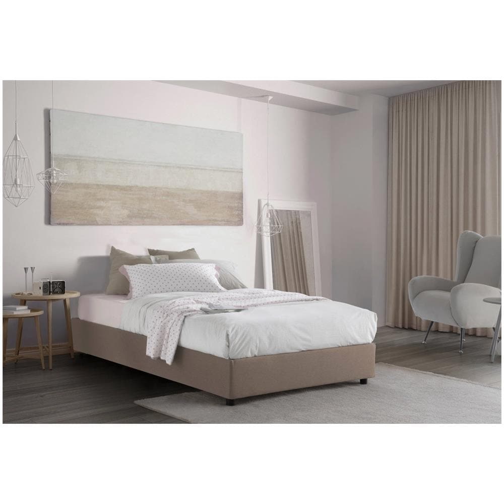 Letto Piazza E Mezza Gaia, Letto Contenitore Con Rivestimento In Tessuto, 100% Made In Italy, Apertura Laterale, Con Materasso Cm 120x190 Incluso, Tortora - Foto 2