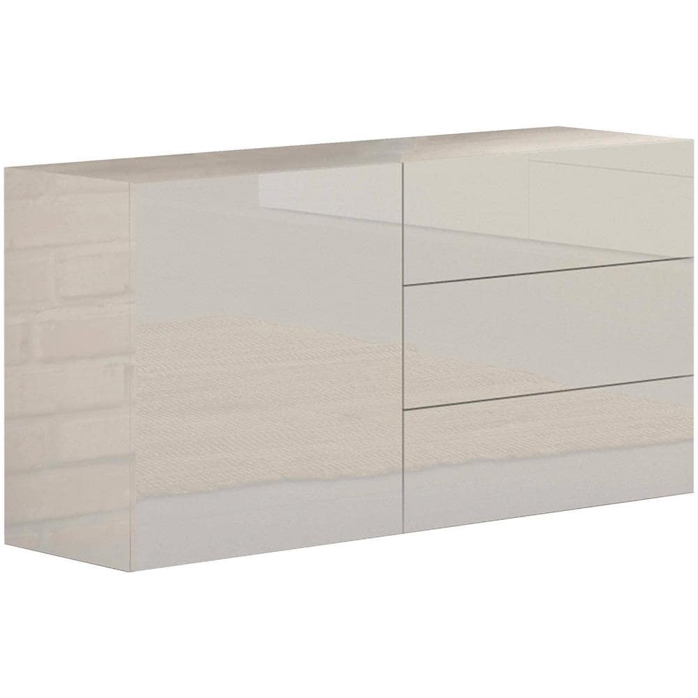 Credenza Enrico, Madia Da Cucina A 1 Anta E 3 Cassetti, Buffet Da Soggiorno, Madia Da Cucina, 100% Made In Italy, Cm 110x40h35, Bianco Lucido - Foto 2