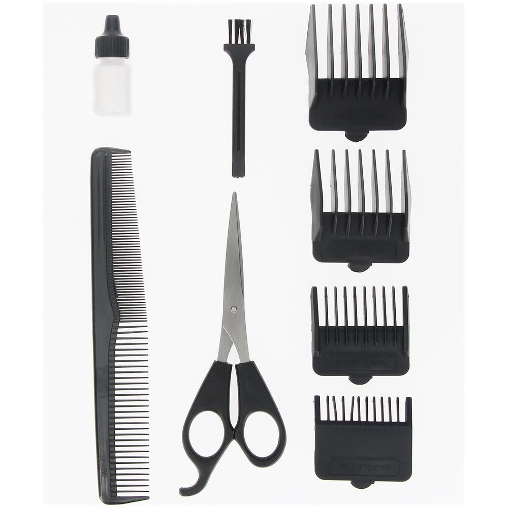 Tagliacapelli Professionale Con Filo Con 4 Testine Di Taglio A Clip, Nero / Argento - Foto 6