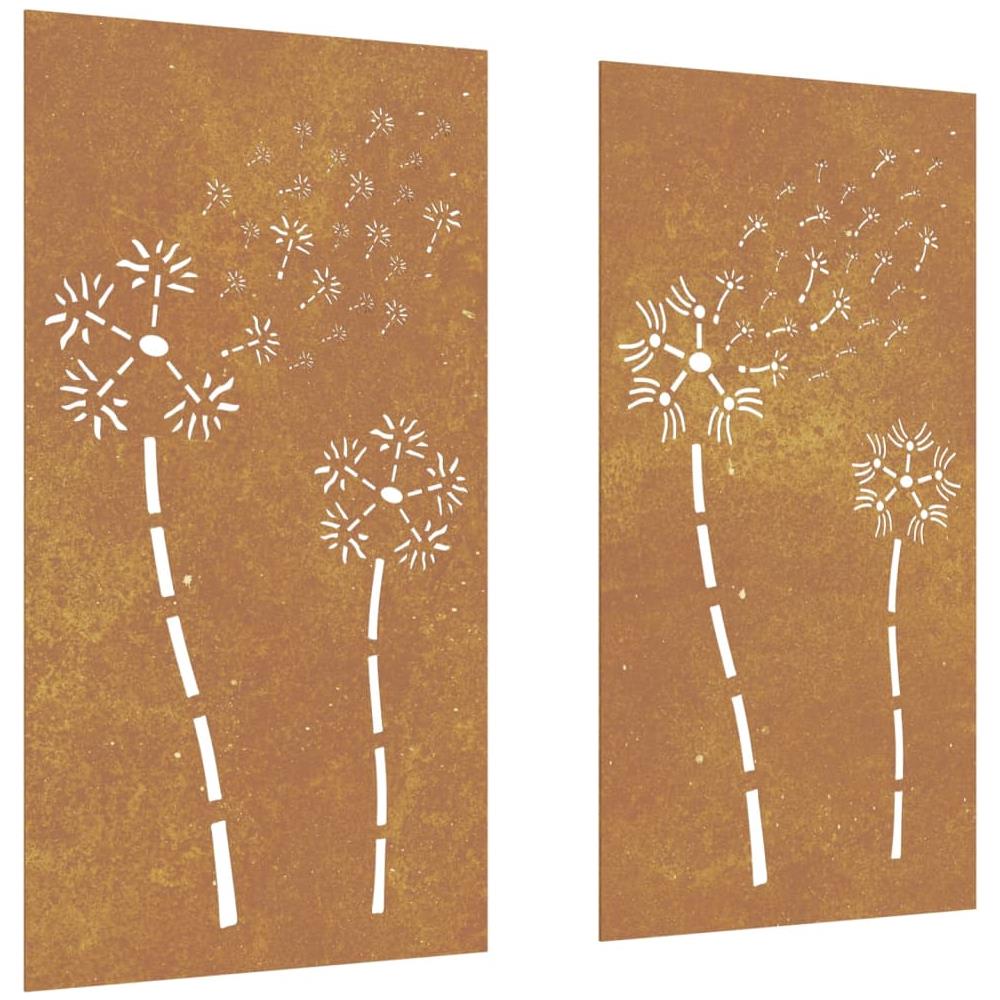 Decorazioni Muro Da Giardino 2pz 105x55 Cm Fiore Acciaio Corten - Foto 2