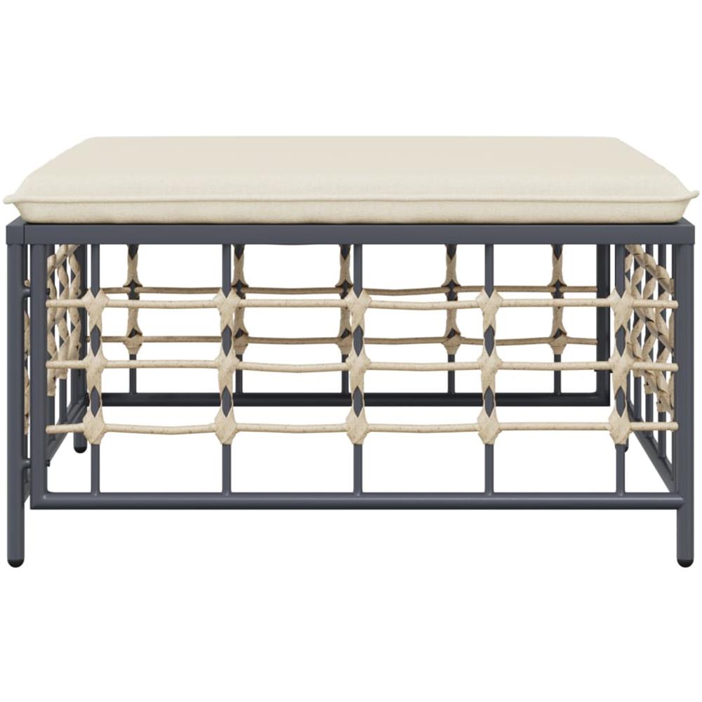Poggiapiedi Da Giardino Con Cuscino In Polyrattan Beige - Foto 3