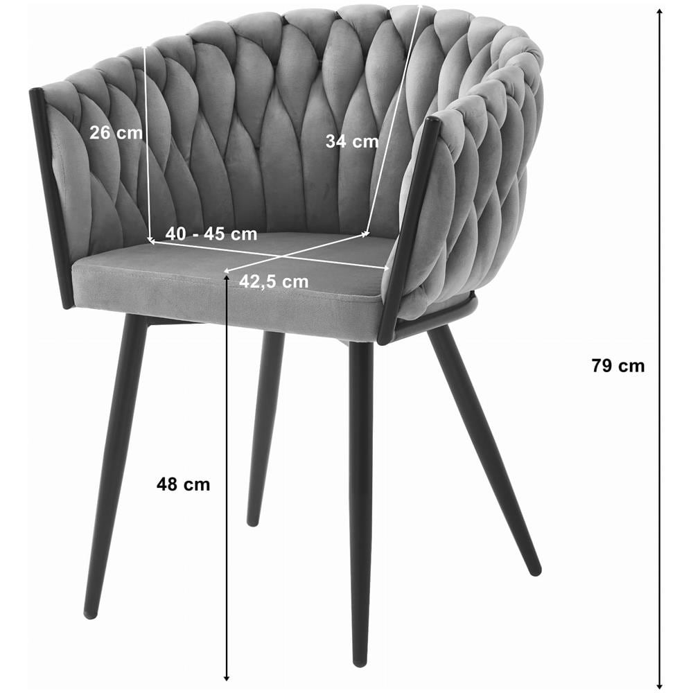 Sedia MAYAN con rivestimento in velluto nero e gambe in metallo x2 - Foto 6