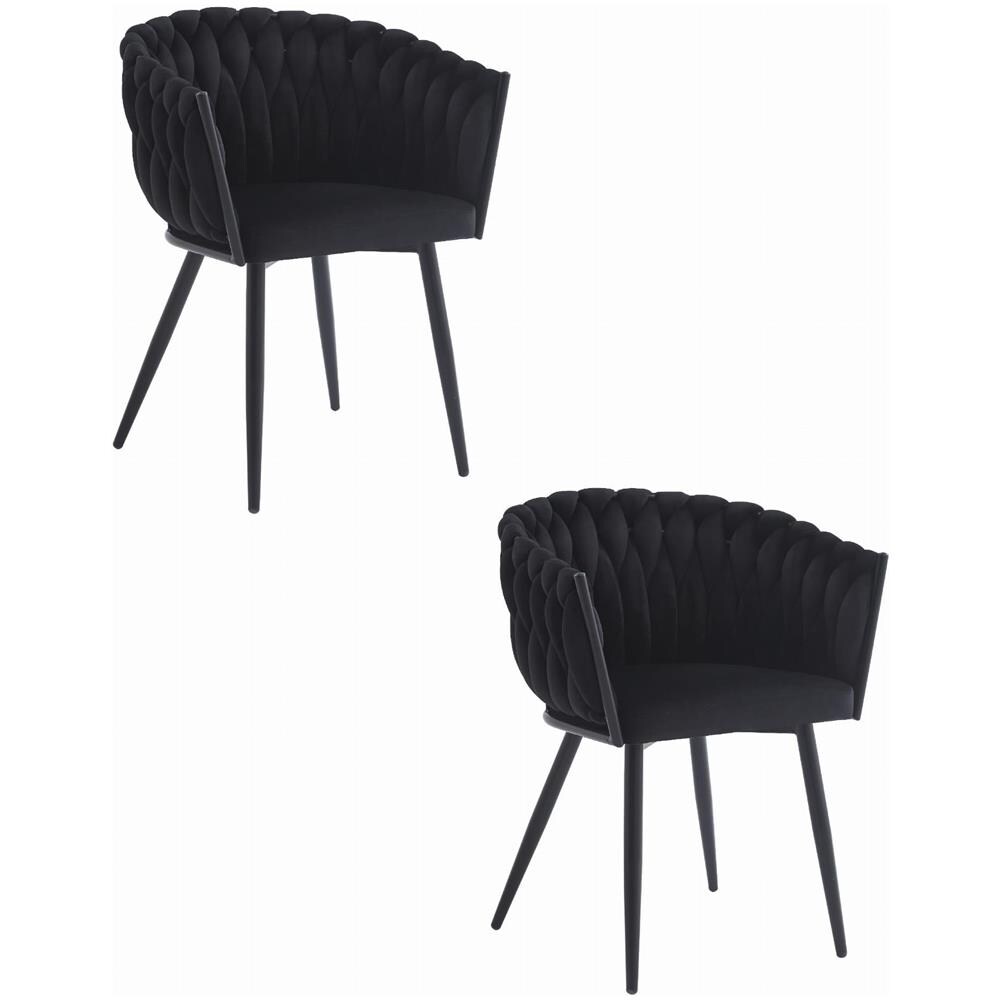 Sedia MAYAN con rivestimento in velluto nero e gambe in metallo x2 - Foto 1