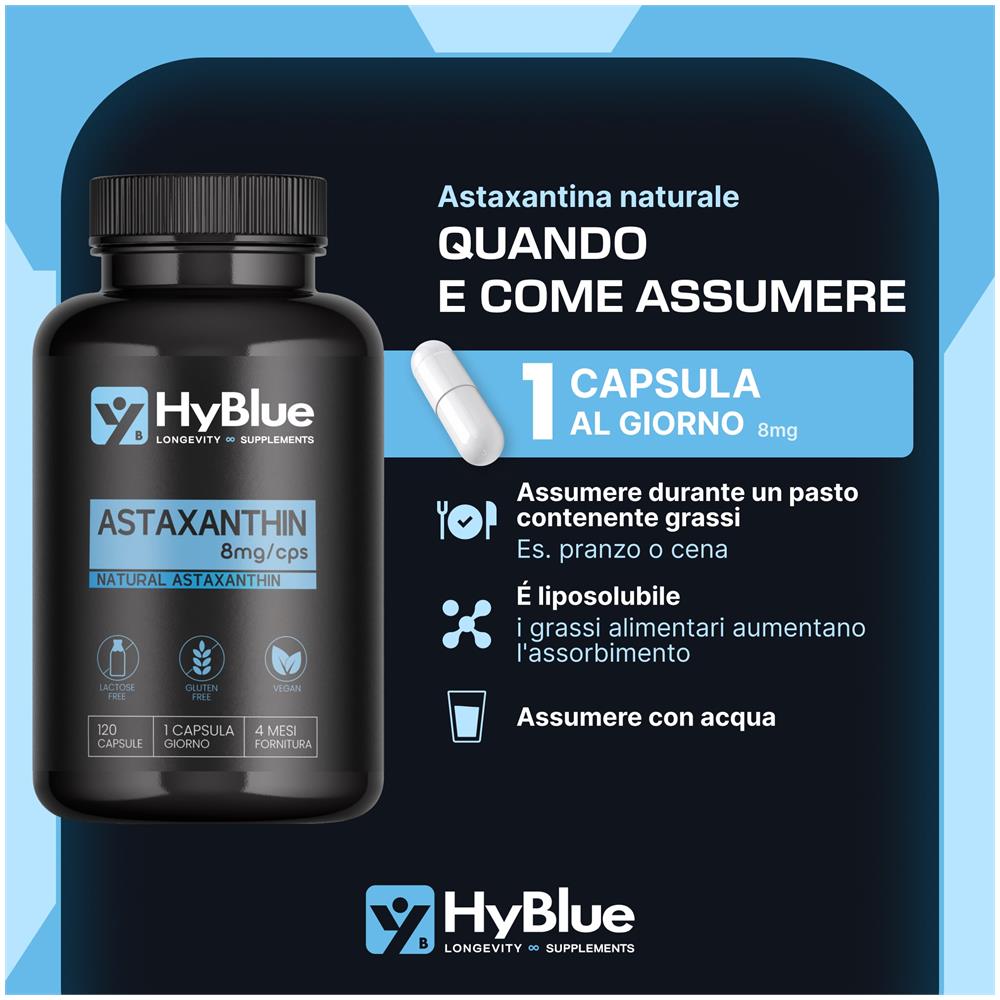 Astaxantina 8 mg 120 Capsule | Estratto Puro da Haematococcus Pluvialis | Potente Antiossidante Naturale per Recupero e Vitalità | 100% Vegano, Senza Glutine e Senza Lattosio | Fino a 4 Mesi - Foto 2