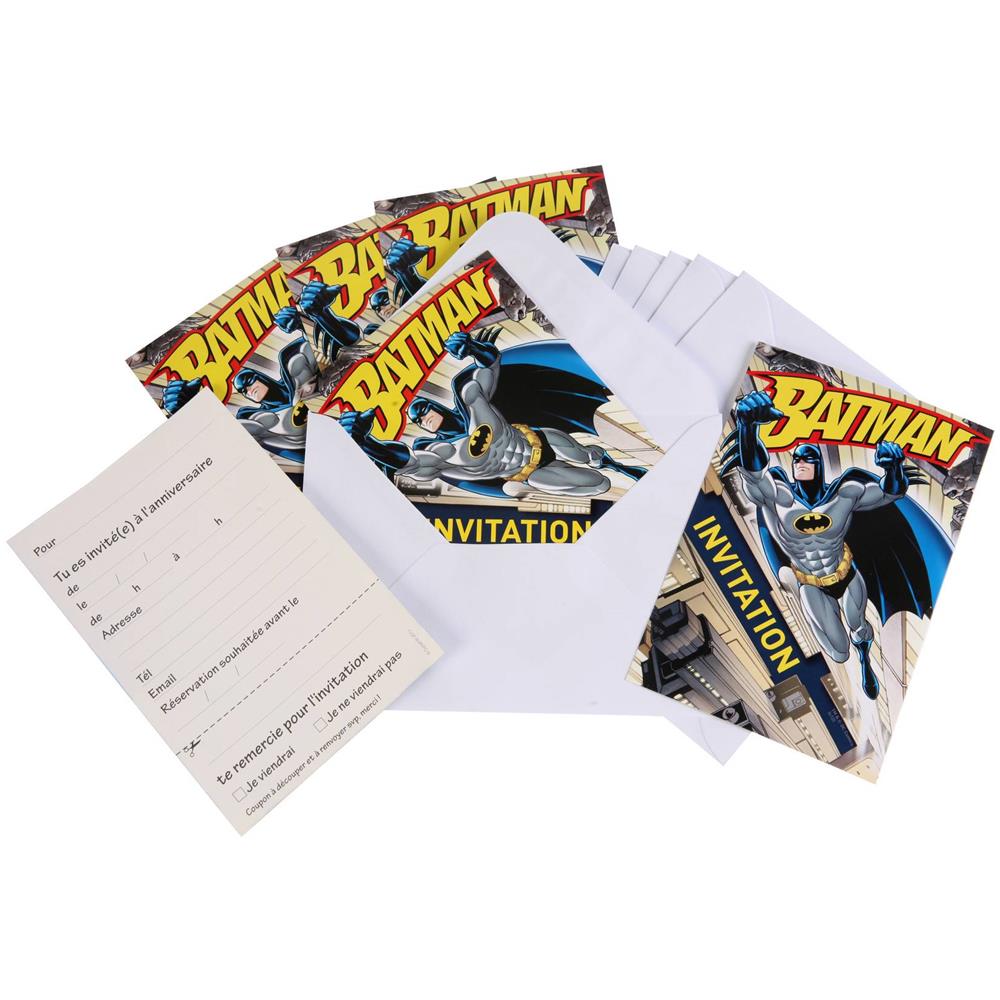 6 Inviti Per Feste Con Immagine Di Batman Taglia Unica - Foto 1