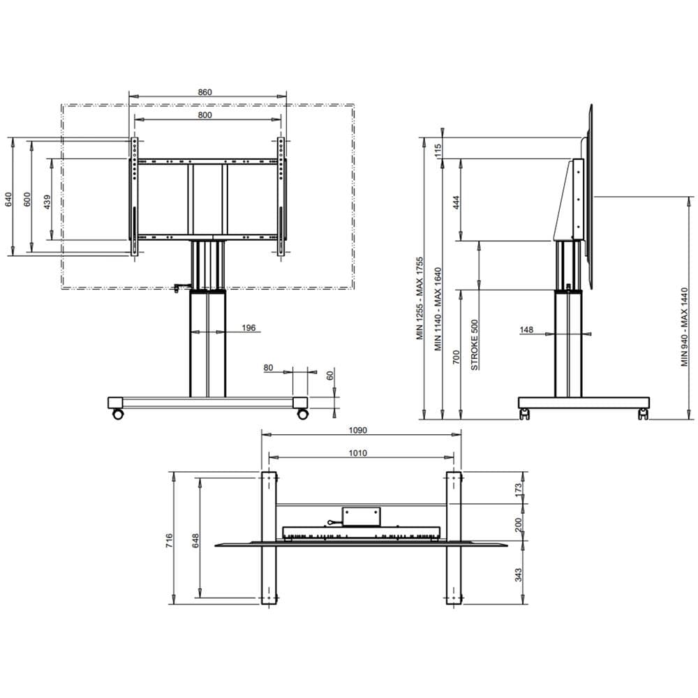 Carrello Elettrico Up-Down per Monitor e TV Portata Max 150 Kg - Foto 2