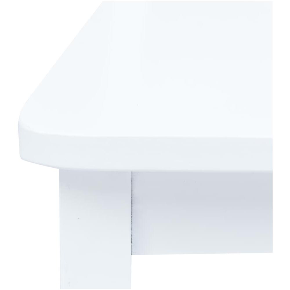 Legno Massello Hevea Set da pranzo 5 Pezzi Bianco Lucidato Tavolo e Sedie - Foto 8