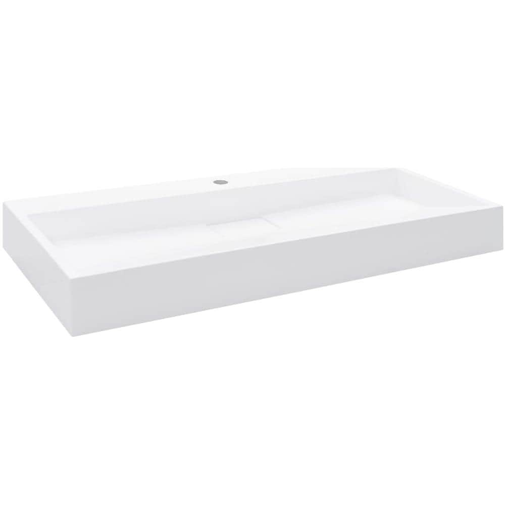 Lavandino 100x46x11 Cm Blocco In Marmo / minerale Bianco - Foto 2