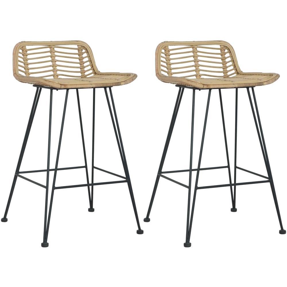 Sedie Da Bar 2 Pz In Rattan Naturale - Foto 1