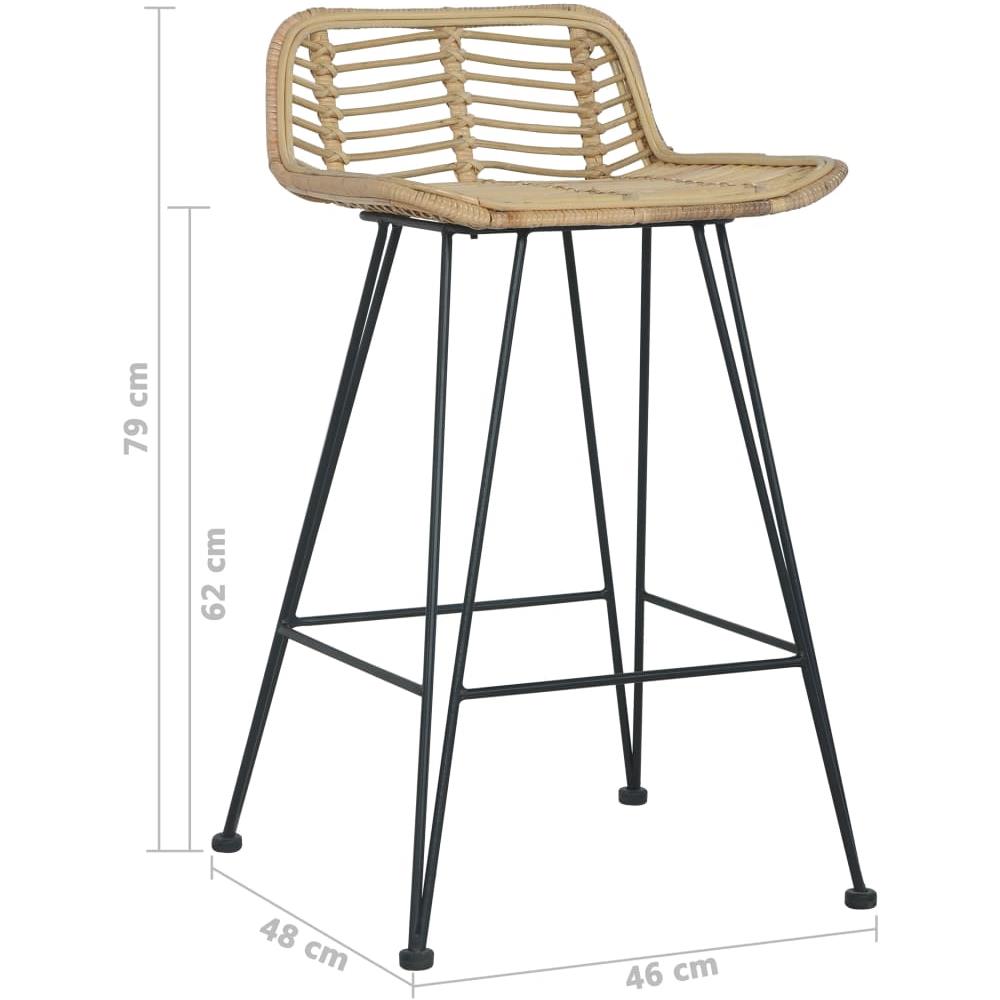 Sedie Da Bar 2 Pz In Rattan Naturale - Foto 8
