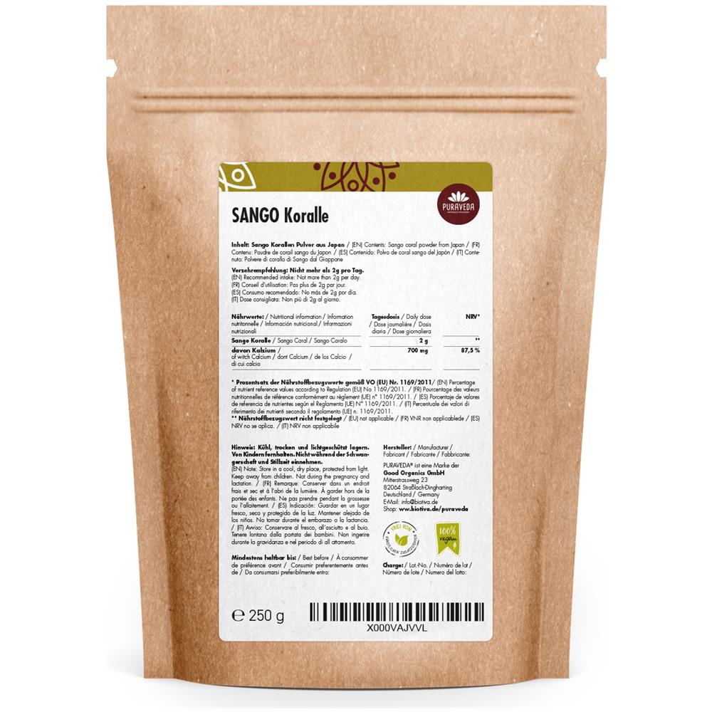 Corallo Marino Sango - Polvere Ad Alta Dose - 250g - Okinawa, Giappone - Alta Percentuale Di Calcio Naturale - Senza Additivi - Confezione In Manifattura Tedesca - Foto 2