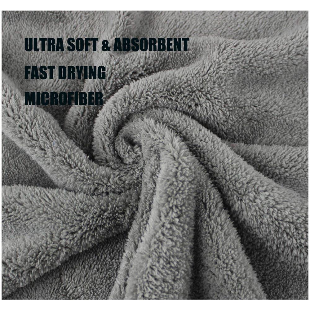 Microfibra Auto Essiccazione Asciugamani Assorbente Grande Accordo Dellautore Panni Peluche Spessa Auto Lavaggio Asciugamani Manutenzione Auto Asciugamani 380gsm 40cm X 60cm 3 Pack Grey - Foto 4
