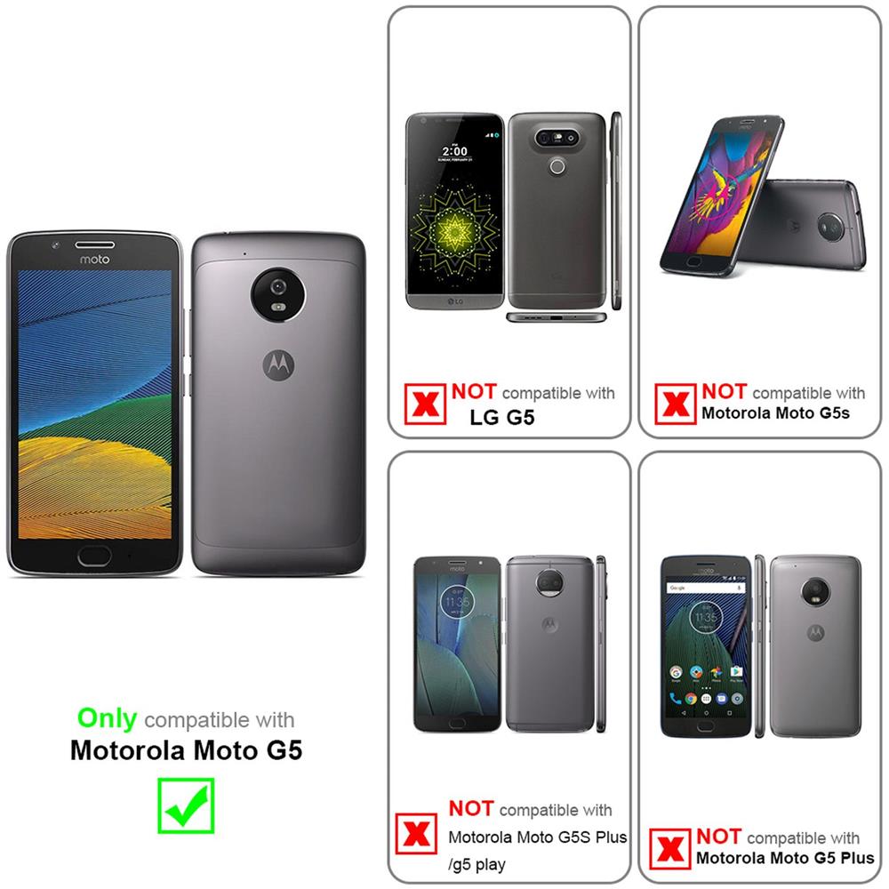 Catena Di Telefoni Cellulari Compatibile Con Motorola Moto G5 In Rosso Rubino - Coperchio Protettivo In Silicone Con Anelli D'argento, Cinturino In Corda E Custodia Staccabile - Foto 2