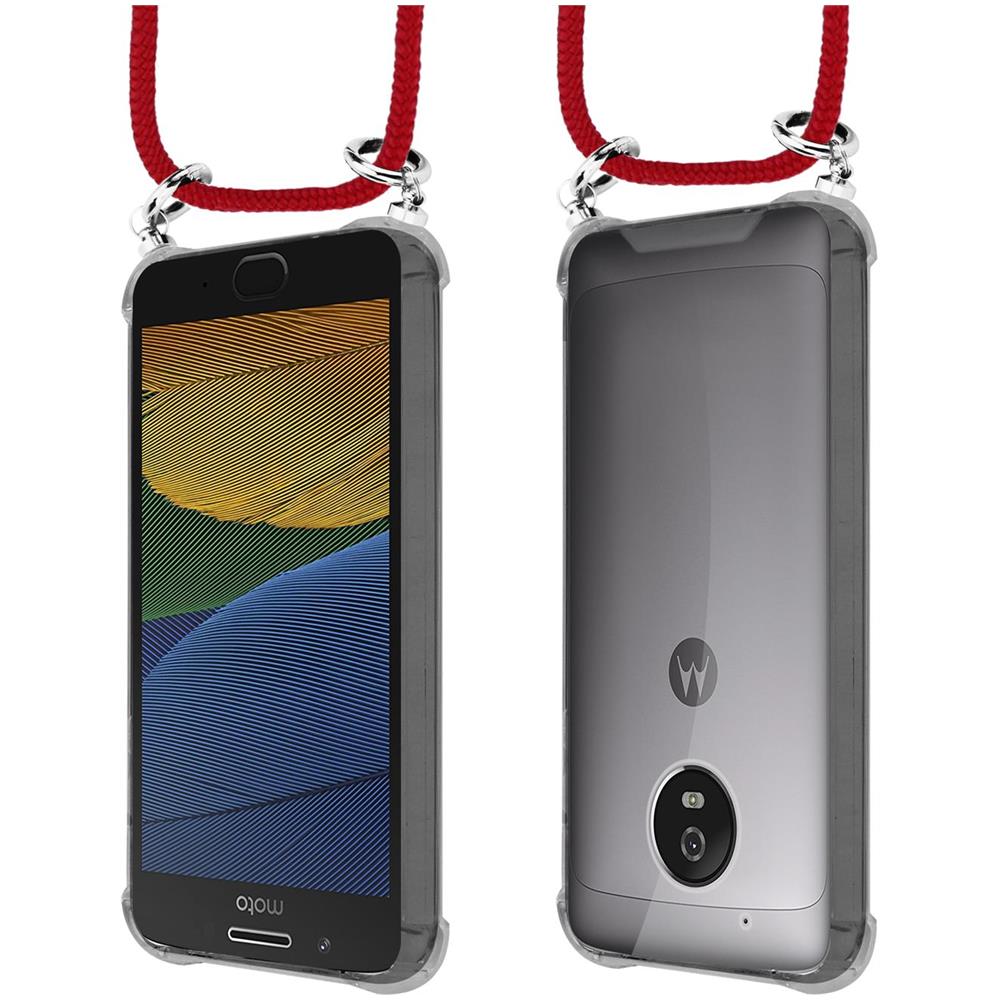 Catena Di Telefoni Cellulari Compatibile Con Motorola Moto G5 In Rosso Rubino - Coperchio Protettivo In Silicone Con Anelli D'argento, Cinturino In Corda E Custodia Staccabile - Foto 8