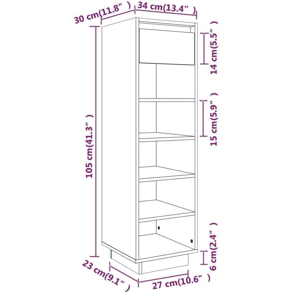 Scarpiera Grigia 30x34x105 cm in Legno Massello di Pino - Foto 9
