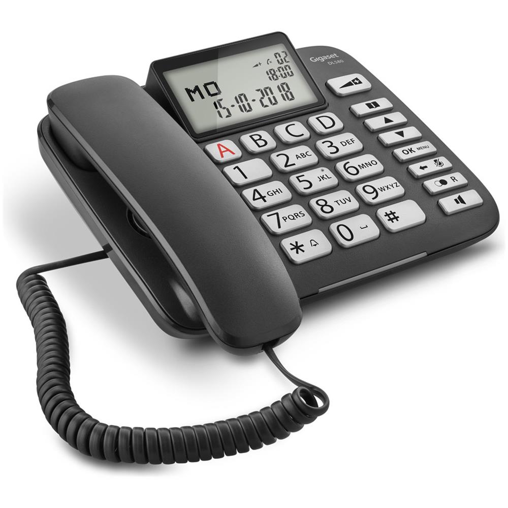 DL580 Telefono Fisso a Filo con Tasti Grandi / Vivavoce/ ID Chiamata Colore Nero - Foto 2