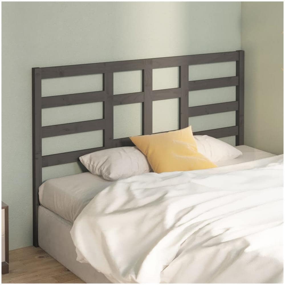 Testiera Letto Grigia 166x4x104cm In Legno Massello Di Pino - Foto 3