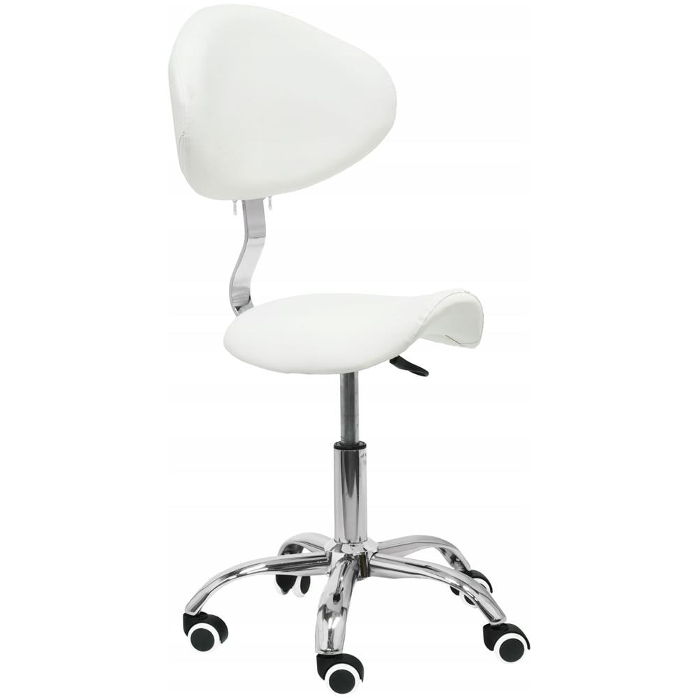 Sgabello A Sella Ergonomico Con Schienale, Altezza Regolabile, Seduta Girevole 360° Per Saloni, Spa E Uffici, Supporta 200 Kg