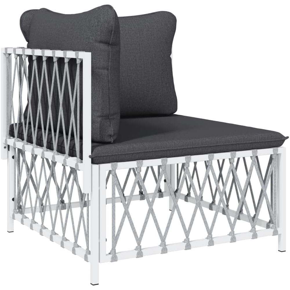Set Salotto Da Giardino 4 Pz Con Cuscini In Acciaio Bianco - Foto 3