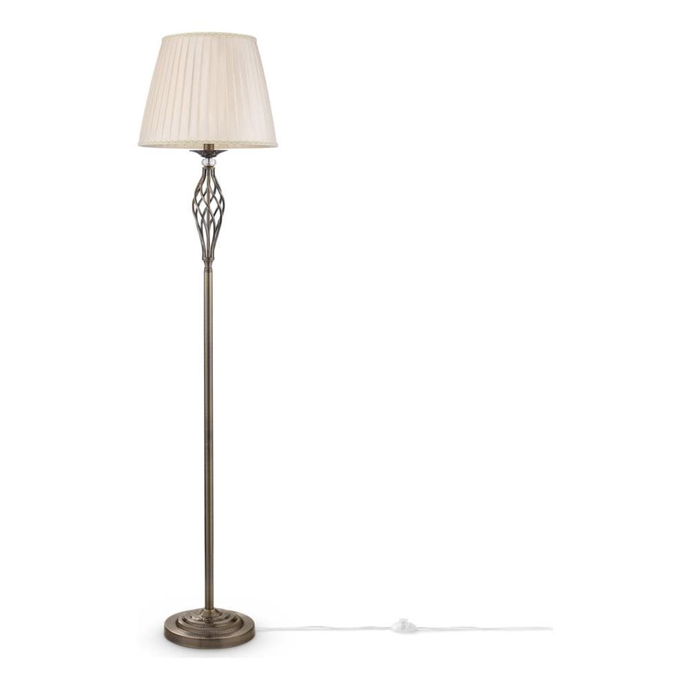 Piantana Shabby Chic Grace Metallo Ottone 1 Luce Diffusore Organza Beige - Foto 1
