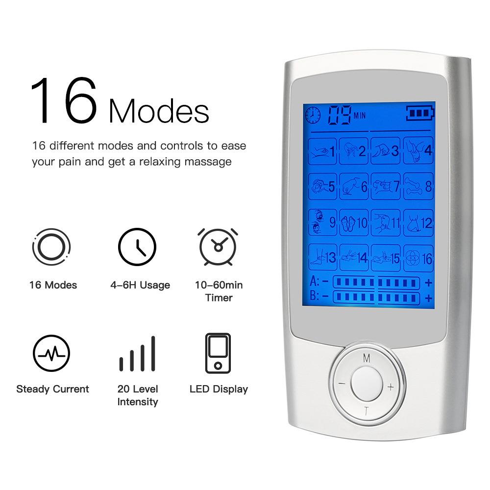 Dispositivo Tens Stimolatore Muscolare Ems Con 16 Modalità Di Massaggio Silver - Foto 2