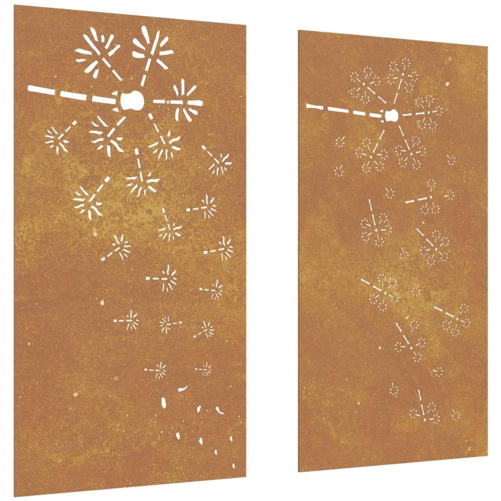 Decorazioni Muro Da Giardino 2pz 105x55 Cm Fiore Acciaio Corten - Foto 2
