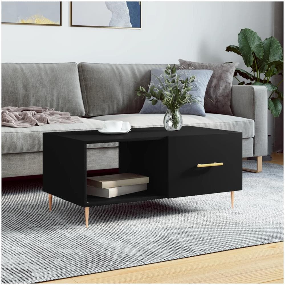 Tavolino Da Salotto Nero 90x50x40 Cm In Legno Multistrato - Foto 1