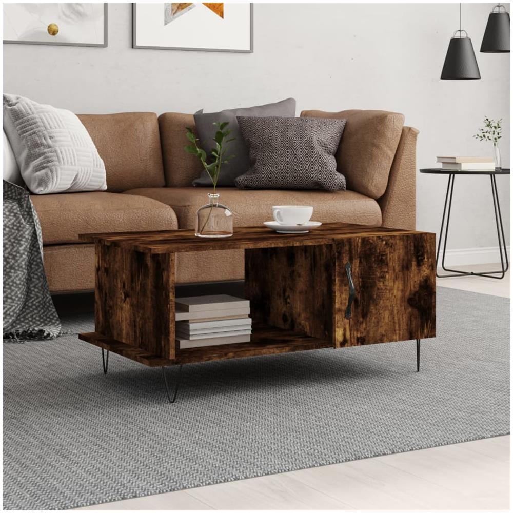 Tavolino Da Salotto Rovere Fumo 90x50x40cm In Legno Multistrato - Foto 1